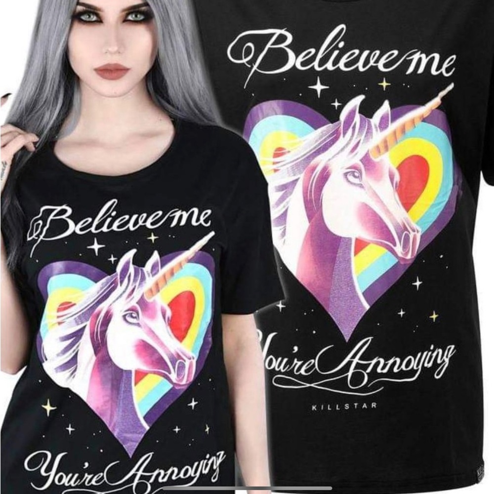 KILLSTAR Annoying Short Sleeve Unicorn Graphic Tee Shirt